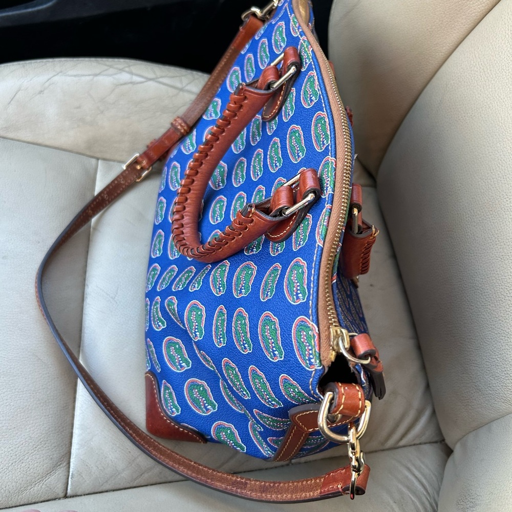 Dooney & Bourke Blue Florida Gators Logo Satchel with Brown Trim - Picture 4 of 6